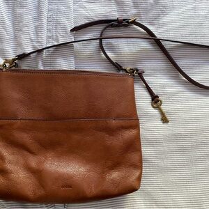 Vintage Fossil Brown Leather Crossbody Bag Purse